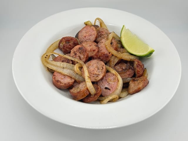 Calabresa Sausage and Grilled Onions.